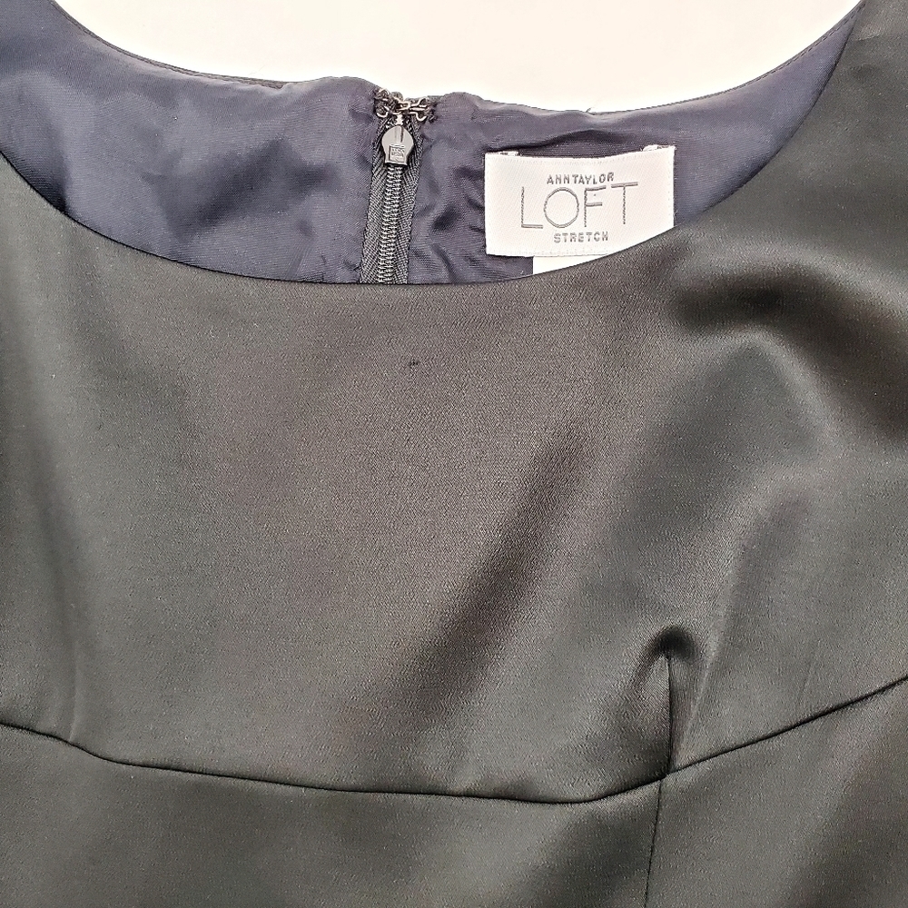 Ann Taylor Loft Black Satin Sheath Dress - Picture 9 of 9